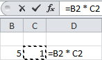 Capture d'écran d'un calcul avec des adresses de cellules.