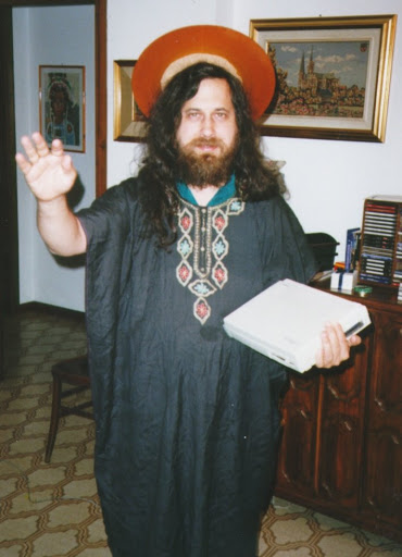 Photo du gourou du logiciel libre Richard Stallman, fondateur de Linux, du projet gnu, de la free software fundation.