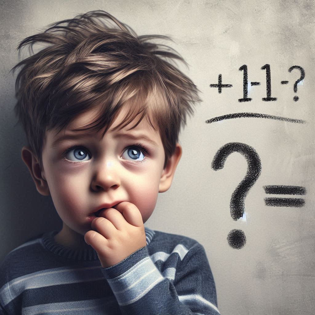 Écolier anxieux face à un calcul