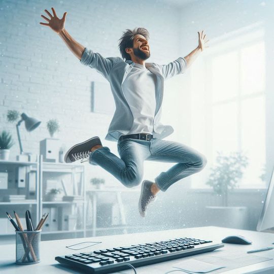 Homme saute sur un clavier